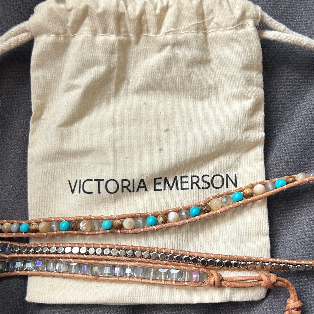Victoria Emerson Turquoise and Silver Wrap Bracelets